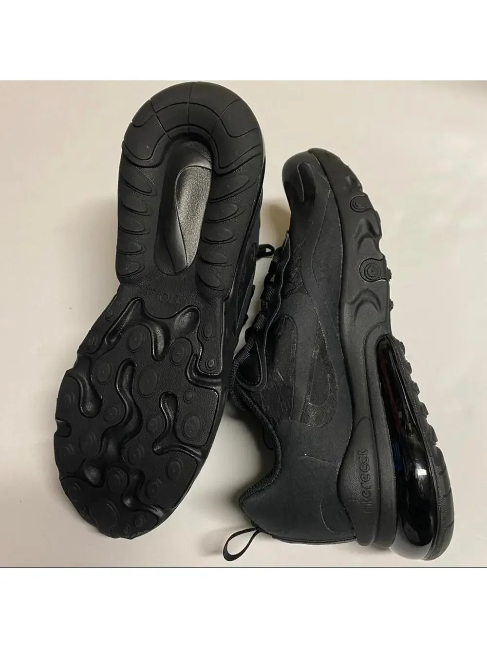 Nike Air Max 270 React Black/Black 6.5y OR 7y (GS) Sneakers BQ0103 004 NO BOX
